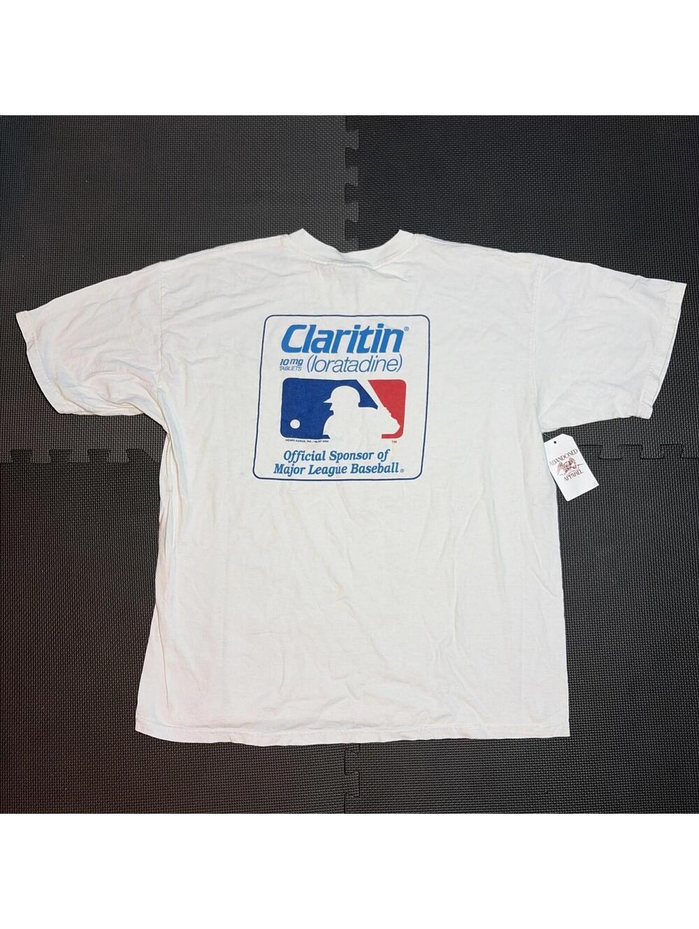 VTG 90s Claritin Drug Medicine Promo MLB Baseball Official Sponsor T-Shirt XL